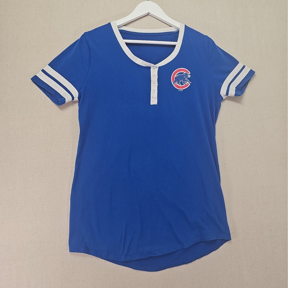 Concepts Sports Chicago Cubs Sleepwear Shirt Womens Large Blue Short-Sleeve
